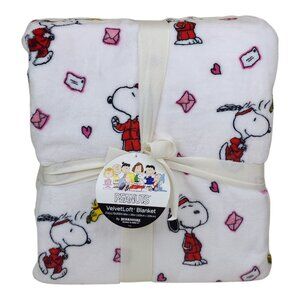 Peanuts Velvetloft Plush Blanket Full/Queen 90"x90" By Berkshire Snoopy Letters
